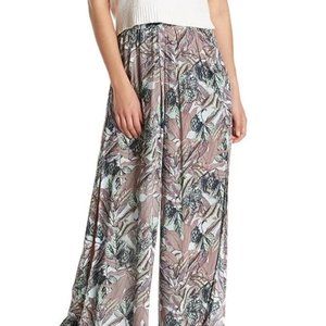 Maaji Leafy Print Swim Coverup Pants - Brown and Green